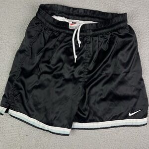 VTG 90s NIKE White Tag Swoosh Logo Black Athletic Running Shorts Womens Small